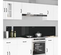 Kitchen Backsplash Black Tempered Glass 110x40cm 6mm Heat-Resistant Modern 2pcs