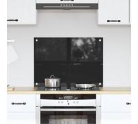 Kitchen Backsplash Black Tempered Glass 70 x 50 cm Modern Heat-Resistant Sleek