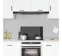 Kitchen Backsplash Black Tempered Glass 80x40 cm Heat-Resistant 4 Holes Durable