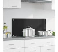 Kitchen Backsplash Black Tempered Glass 90x40 cm Modern Sleek Heat-Resistant