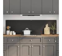 Kitchen Backsplash Black Tempered Glass 90x50cm Heat-Resistant 4-Hole Indoor DIY