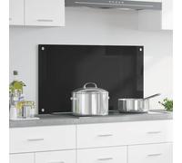 Kitchen Backsplash Black Tempered Glass 90x50x0.8cm Heat Resistant Modern Sleek