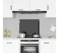 Kitchen Backsplash Black TemperedGlass6mm 70x60cm Heat Resistant 4 Holes Durable