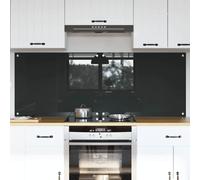 Kitchen backsplash Dark Grey 80x60cm Tempered Glass 6mm Heat-Resistant 4 Holes.