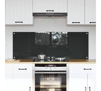 Kitchen Backsplash Dark Grey Tempered Glass 70x50 cm Heat Resistant 6mm 4 holes
