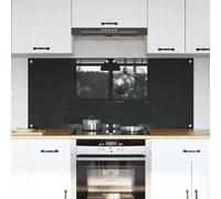 Kitchen Backsplash Dark Grey Tempered Glass 70x60cm 6mm Heat-Resistant 4 Holes.
