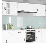 Kitchen Backsplash Gloss White Tempered Glass 120x60cm 6mm Heat Resistant 4 Hole