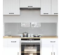 Kitchen Backsplash Light Grey Tempered Glass 80x40cm Heat-Resistant Pre-Drilled [EEK: A+++]