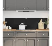 Kitchen Backsplash Tempered Glass Black 80x60cm Heat-Resistant Pre-Drilled 0.6cm