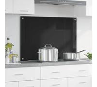 vidaXL Kitchen Backsplash Black 90 x 60 cm Tempered Glass