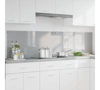 Kitchen Backsplash Tempered Glass Light Grey 100 x 50 cm 6mm Heat-Resistant DIY