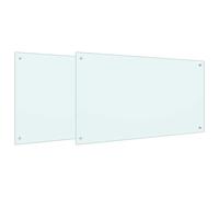 vidaXL Kitchen Backsplash 2 pcs White 100 x 60 cm Tempered Glass