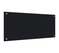 vidaXL Kitchen Backsplash in Tempered Glass - 90x40 cm, Heat-Resistant and Scratch-Resistant, Easy-to-Clean, Black Kitchen Wall Guard with Included Mounting Materials