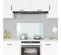 Kitchen Backsplash White 90x50 cm Tempered Glass Heatproof 4 Pre-Drilled Durable