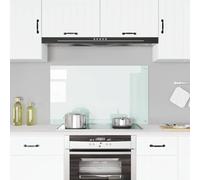 Kitchen Backsplash White Tempered Glass 100 x 60 cm Heat-Resistant 4 Pre-Drilled