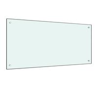 Kitchen Backsplash White Tempered Glass 100x50cm 6mm Heat-Resistant 4 PreDrilled