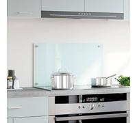 Kitchen Backsplash White Tempered Glass 70 x 40 cm Heat-Resistant Durable 4-Hole