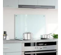 Kitchen Backsplash White Tempered Glass 70 x 50 cm Heat-Resistant 4 Pre-Drilled