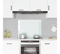 Kitchen Backsplash White Tempered Glass 80x60cm HeatResistant 4-Hole EasyInstall