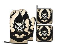 Kitchen baking gloves pot holder HJFCZH Devil Satan Prints thickened practical anti-scalding heat insulation for kitchen baking