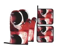 Kitchen baking gloves pot holder HJFCZH Tai Chi Abstract Pattern Prints thickened practical anti-scalding heat insulation for kitchen baking