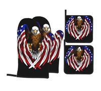 Kitchen baking gloves pot holder WHJDPP USA Flag Patriotic Eagle Pattern thickened practical anti-scalding heat insulation for kitchen baking