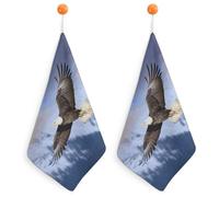 Kitchen Bald Eagle Flying Hand Towels with Hanging Loops, Highly Absorbent & Quick Drying Towels for Kitchen Bathroom, Microfiber Cleaning Cloth, Dish Towel, Tea Towel Decorative, Dish Rag(12x12)