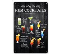 Kitchen Bar Quote Metal Tin Sign Wall Decor, Rustic Classic Rum Cocktails Kitchen Bar Sign for Home Decor Gifts Tin Sign Home Decor Home Art Metal Signs Wall Art Wall Decor Poster 12 * 8 in