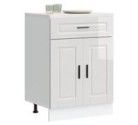 Kitchen Base Cabinet High Gloss White Engineered Wood 60x46x81.5cm 1 Door Modern