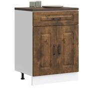 Kitchen Base Cabinet Kalmar Smoked Oak Engineered Wood Berkfield Home Brown One Size
