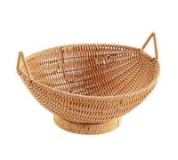Kitchen Basket, Bread Baskets for Table - Serving Storage Trays, Imitation Rattan Bread Basket, Decorative Served Basket Storage Bowls with Handles, Rattan Bread Basket for Kitchen Counter