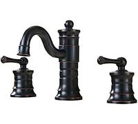 Kitchen & Bath Fixtures Taps Faucet,American Black Antique Copper Retro Basin Hot and Cold Water Faucet Three-Hole Split Bathroom Wash Basin Rotation