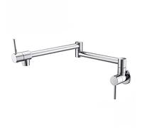 Kitchen Bath Taps Pot Filler Faucet Wall Mounted Foldable Single Cold Hole Sink Solid Brass Double Joint Swing Arm Dual Handle,Antique Bronze (Chrome A)