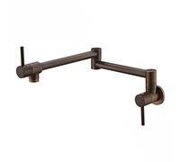 Kitchen Bath Taps Pot Filler Faucet Wall Mounted Foldable Single Cold Hole Sink Solid Brass Double Joint Swing Arm Dual Handle,Antique Bronze (Antique Bronze A)