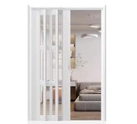 Kitchen Bathroom Doorway Accordion Folding Doors Interior Extra Wide Cat Proof, Temporary Door Room Divider with Handles & Acrylic Glass Board(White,52x80in(132.1x203.2cm))