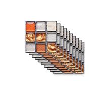 Kitchen Bathroom Marble Wall Tile Stickers, Hiser DIY Rectangle 3D Mosaic Style Decals Sticker for Kitchen Living Room Bathroom Home Decor Self-Adhesive, 10x10cm (Orange crystal,10pcs)