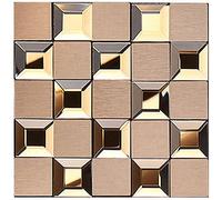 Kitchen Bathroom Marble Wall Tile Stickers, Hiser DIY Rectangle 3D Mosaic Style Decals Sticker for Kitchen Living Room Bathroom Home Decor Self-Adhesive, 10x10cm (Abstract golden,30pcs)