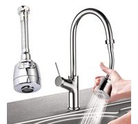 Kitchen Bathroom Sink Faucet Extender Tap Aerator Spray Head Adapter 360° Swivel Water Saving 2 Modes, 1 Pack