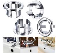 Kitchen Bathroom Sink Hole Round Overflow Cover Basin Trim Drain Cap Cover Insert in Hole Spares (4 Pieces)