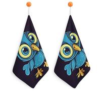 Kitchen Big Eyed Bird Hand Towels with Hanging Loops, Highly Absorbent & Quick Drying Towels for Kitchen Bathroom, Microfiber Cleaning Cloth, Dish Towel, Tea Towel Decorative, Dish Rag(12x12)