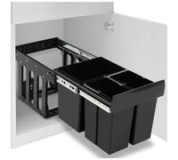 Kitchen bin 48L Black ABS/PP Pull-Out Triple Sorter Soft-Close 48x34.3x35.1cm UK