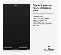 KLARSTEIN EcoVista Kitchen Bin - 60L Waste Separation with 3L Compost Bin, Soft-Close Lid, Stainless Steel, Removable Compartments, Black