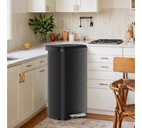 Kitchen Bin, 68L Rubbish Bin, Metal Waste Pedal Bin with Lid, Tall and Large, Black