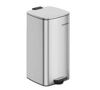 SONGMICS Kitchen Bin, 8-Gallon (30 L) Trash Bin, Steel Pedal Bin, with Inner Bucket, Soft Close and Stays Open, Metallic Silver LTB593E01