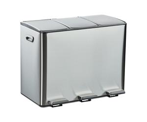 Kitchen Bin Compartments Waste Separation Pedal Dustbin 3 x 15 litres Metal