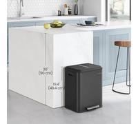 Kitchen Bin, Double Bin For Recycling And Waste, Rubbish Bin, Inner Buckets, Steel, Soft-Close Lid, Pedal, Ink Black