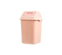 Kitchen Bin Living Room 10L Large Capacity Trash Can Flat Flip Cover Indoor Household Bathroom Bedroom Waste Paper Basket(C)