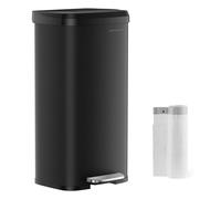 SONGMICS Kitchen Bin, 18 Gallon (68 L) Rubbish Bin, Metal Waste Pedal Bin with Lid, Tall and Large, Black LTB520B6802