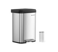 Kitchen Bin with Lid, Silver + Black / 50L (40.4 x 38 x 58.5 cm)