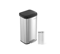Kitchen Bin with Lid, Silver + Black / 68L (40.4 x 38 x 77 cm)